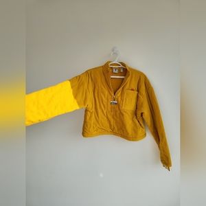 Adidas Mustard Cropped Quilted-Effect Sweater - S